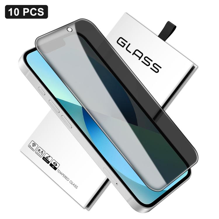 10pcs 360-Degree Privacy Silk-Screen Print Large Curved Edge High-Aluminium Tempered Glass Film, For iPhone 17e / 16e, For iPhone 17 Pro Max, For iPhone 17 Pro, For iPhone 17, For iPhone Air, For iPhone 16 Pro Max, For iPhone 16 Pro, For iPhone 16 Plus...