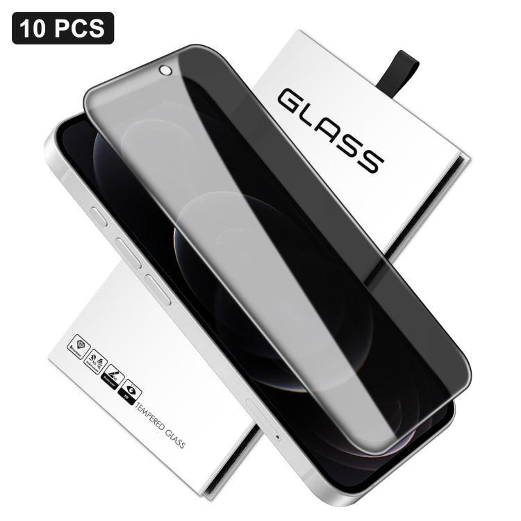 10pcs 360-Degree Privacy Silk-Screen Print Large Curved Edge High-Aluminium Tempered Glass Film, For iPhone 17e / 16e, For iPhone 17 Pro Max, For iPhone 17 Pro, For iPhone 17, For iPhone Air, For iPhone 16 Pro Max, For iPhone 16 Pro, For iPhone 16 Plus...