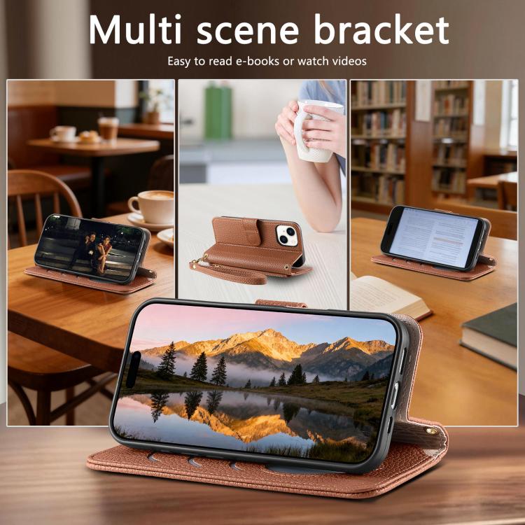 Fantasy Love Heart Zipper Wallet Vegan Leather Phone Case with Strap, For iPhone 13