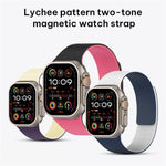 Color-blocking Litchi Texture Magnetic Silicone Watch Band, For Apple Watch 46mm / 49mm / 45mm / 44mm, For Apple Watch 42mm / 41mm / 40mm / 38mm