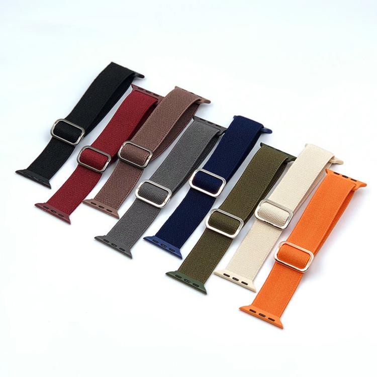 Diagonal Striped D-ring Buckle Nylon Elastic Watch Band, For Apple Watch 46mm / 49mm / 45mm / 44mm, For Apple Watch 42mm / 41mm / 40mm / 38mm