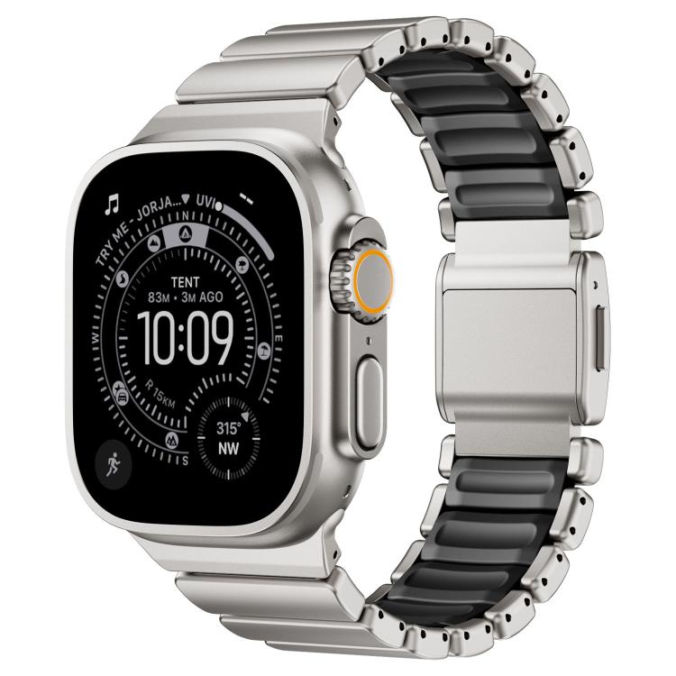 Magnetic Buckle Single-Bead Silicone Stainless Steel Watch Band, For Apple Watch 46mm / 49mm / 45mm / 44mm