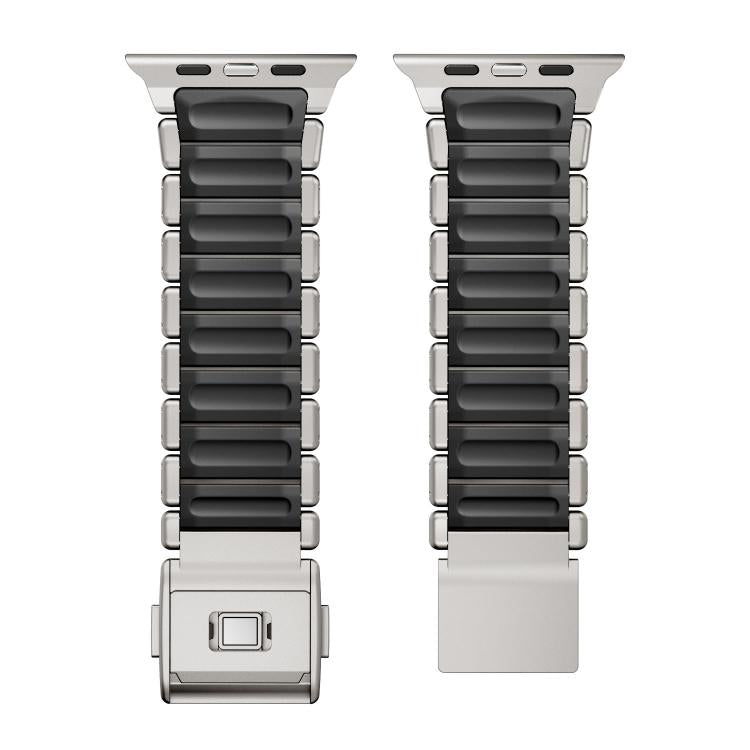 Magnetic Buckle Single-Bead Silicone Stainless Steel Watch Band, For Apple Watch 46mm / 49mm / 45mm / 44mm