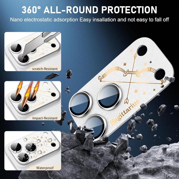 For iPhone 17 Pro Max Twelve Constellations Armor Integrated Full-Coverage Frosted Metal Camera Lens Film, Aries, Virgo, Taurus, Cancer, Capricorn, Sagittarius, Leo, Pisces, Gemini, Aquarius, Libra, Scorpio