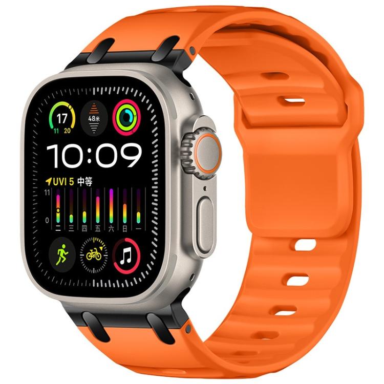 Customised Step-Style Solid Colour Silicone Watch Band, For Apple Watch 49mm / 46mm / 45mm / 44mm