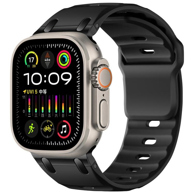 Customised Step-Style Solid Colour Silicone Watch Band, For Apple Watch 49mm / 46mm / 45mm / 44mm