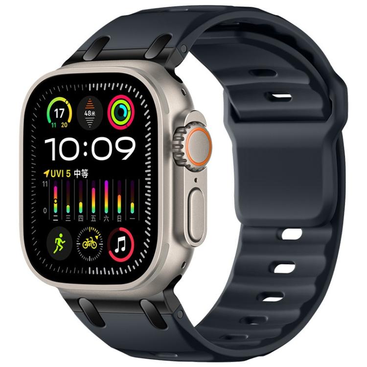 Customised Step-Style Solid Colour Silicone Watch Band, For Apple Watch 49mm / 46mm / 45mm / 44mm
