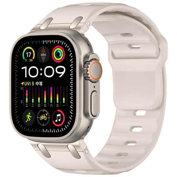 Customised Step-Style Solid Colour Silicone Watch Band, For Apple Watch 49mm / 46mm / 45mm / 44mm