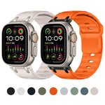 Customised Step-Style Solid Colour Silicone Watch Band, For Apple Watch 49mm / 46mm / 45mm / 44mm