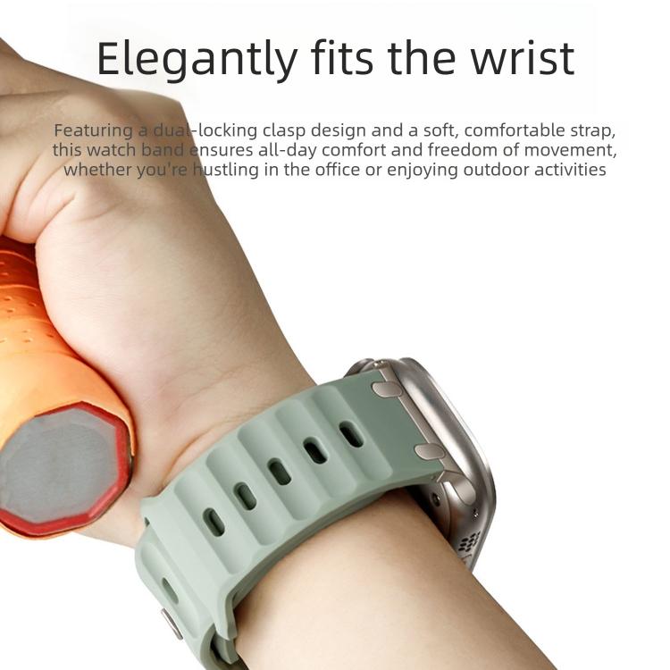 Customised Step-Style Solid Colour Silicone Watch Band, For Apple Watch 49mm / 46mm / 45mm / 44mm
