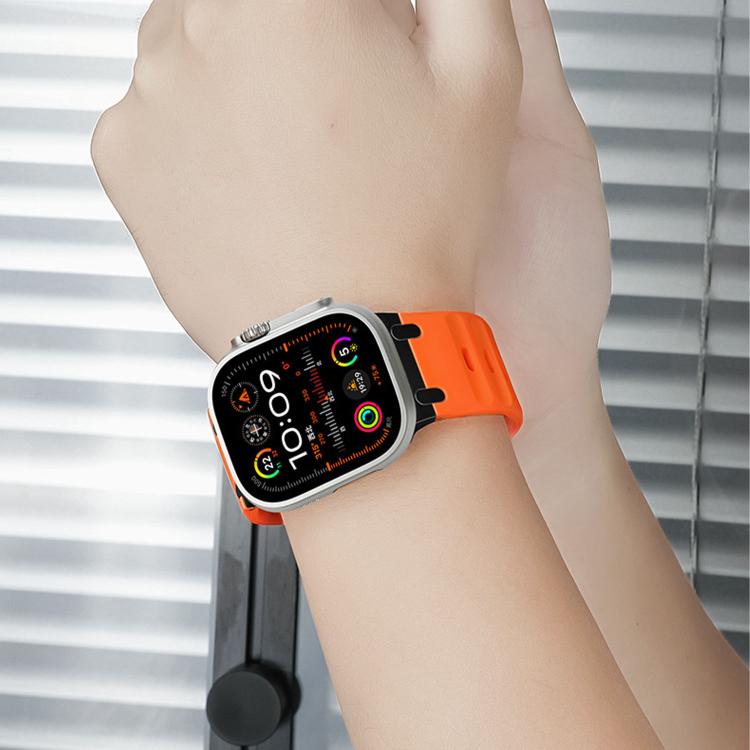 Customised Step-Style Solid Colour Silicone Watch Band, For Apple Watch 49mm / 46mm / 45mm / 44mm