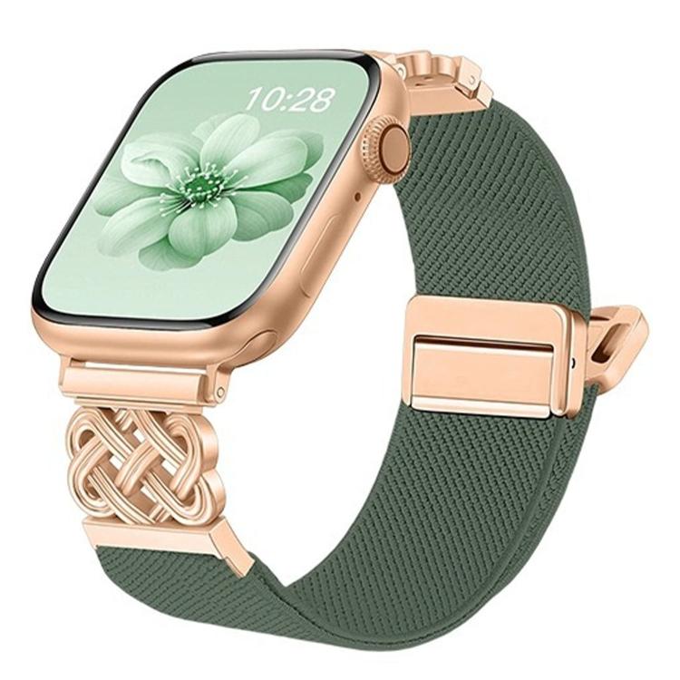 Chinese Knot Magnetic Buckle Twill Stretch Nylon Watch Band, For Apple Watch 49mm / 46mm / 45mm / 44mm, For Apple Watch 42mm / 41mm / 40mm / 38mm