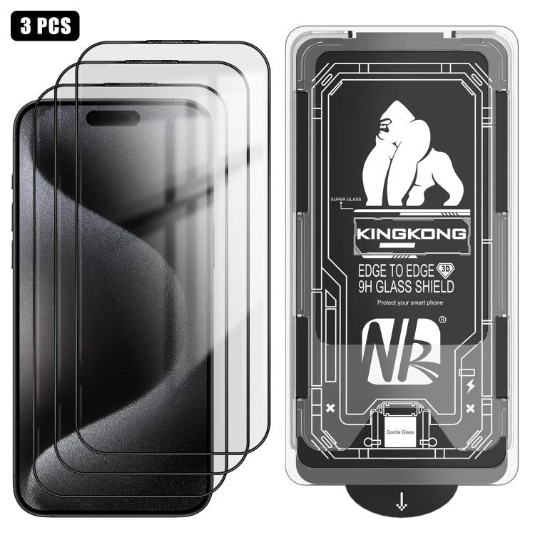3pcs Easy Install Box Dust-Free 3D Curved Edge HD Electroplated Explosion-Proof Tempered Glass Film, For iPhone 17 Pro Max, For iPhone 17 Pro, For iPhone 17, For iPhone Air, For iPhone 16 Pro Max, For iPhone 16 Pro, For iPhone 16, For iPhone 15 Pro Max...