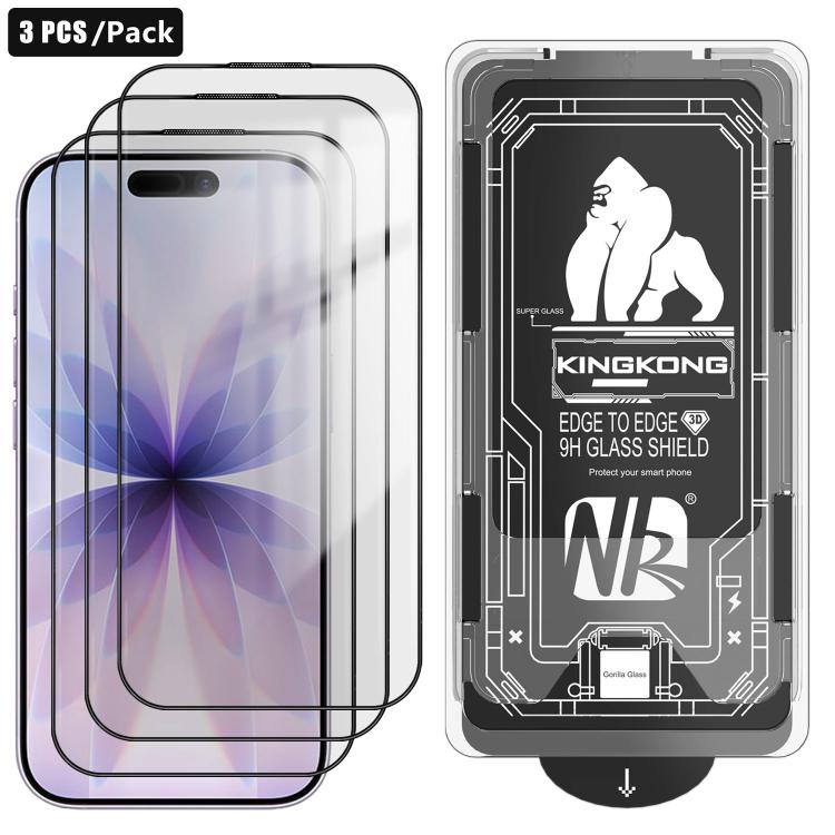 3 PCS/Pack Easy Install Box Dust-Free 3D Curved HD Electroplated Explosion-Proof Tempered Glass Film, For iPhone 18, For iPhone 17, For iPhone Air, For iPhone 16 Pro Max, For iPhone 16 Pro, For iPhone 16, For iPhone 15 Pro Max, For iPhone 15 Pro       ...