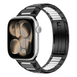 Multi-Faceted Rubber Inlaid Stainless Steel Watch Band, For Apple Watch 46mm / 49mm / 45mm / 44mm, For Apple Watch 42mm / 41mm / 40mm / 38mm