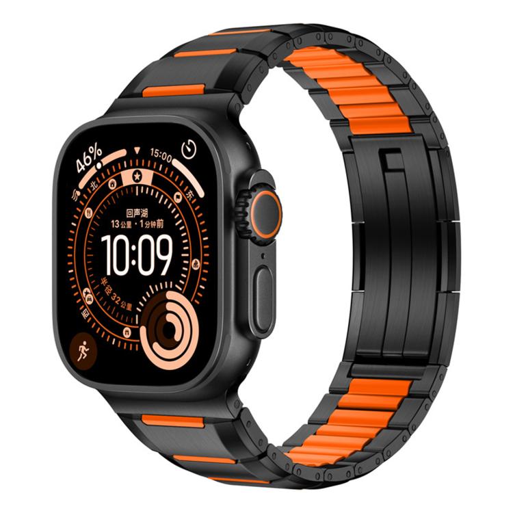 Multi-Faceted Rubber Inlaid Stainless Steel Watch Band, For Apple Watch 46mm / 49mm / 45mm / 44mm, For Apple Watch 42mm / 41mm / 40mm / 38mm