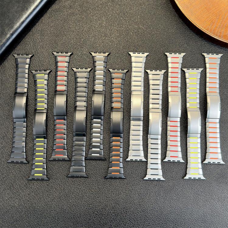 Curved Two-Tone Side-Release Stainless Steel Watch Band, For Apple Watch 49mm / 46mm / 45mm / 44mm, For Apple Watch 42mm / 41mm / 40mm / 38mm