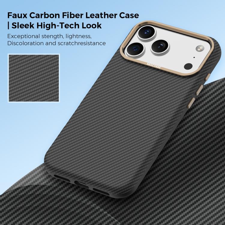 Mocome Kevlar Carbon Fiber Texture Magnetic Shockproof Phone Case, For iPhone 17 Pro Max