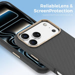 Mocome Kevlar Carbon Fiber Texture Magnetic Shockproof Phone Case, For iPhone 17 Pro Max