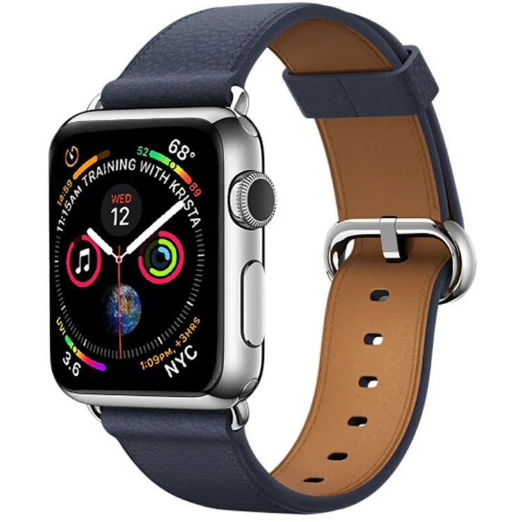 Classic Button Leather Wrist Strap Watch Band for Apple Watch Series 3 & 2 & 1 42mm