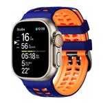 Double Holes Two Color Tire Texture Silicone Watch Band, For Apple Watch 49mm / 46mm / 45mm / 44mm