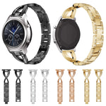 For Samsung GearS3 / Ticwatch Pro / HUAWEI GT Universal 22mm Metal Diamond Strap, black, Silver, gold, Rose gold