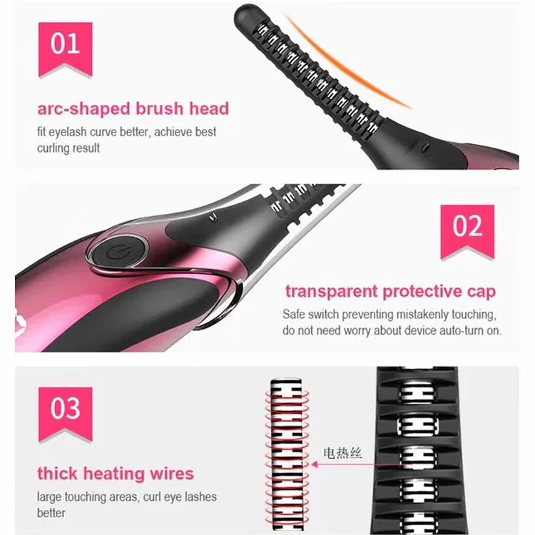 Duosi DY-102 Portable Pen Style Heated Long-Lasting Electric Ironing   Eyelash Curler USB Rechargeable Electric Heated Makeup   Curling Clip