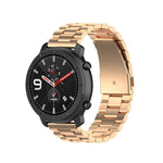 Suitable For Samsung Gear S2 Sport / Galaxy Watch Active 2 Universal 20mm Stainless Steel Metal Strap Three Beads, black, Silver, gold, rose gold