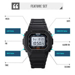 Skmei 1608 Multi-Function Student Electronic Watch Waterproof Timing Silicone Sports Watch