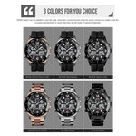 SKMEI 1538 Multi-Function Time Large Dial Steel Belt Men  Casual Sports Electronic Watch
