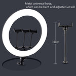 HQ-18N 18 inch 45cm LED Ring Vlogging Photography Video Lights Kits with Remote Control & Phone Clamp & 2.1m Tripod Mount, EU Plug, 18 inch