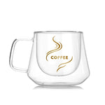 Double Wall Mug Office Mugs Heat Insulation Double Coffee Mug Coffee Glass Cup, Labeled, No label