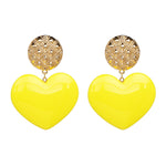 Peach Heart Earrings Retro Series Acrylic Stud Earrings for Women, Black, Red pink, Red, Yellow, Blue, Cold Pink, Rose red, White, Light Pink, Light Skin Pink, Light Brown, Skin Pink, Deep Blue, Khaki, Purple