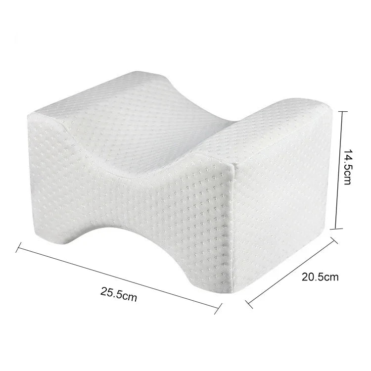 Orthopedic Memory Foam Knee Wedge Pillow for Sleeping Sciatica Back Hip Joint Pain Relief Contour Thigh Leg Pad Support Cushion, White, White+bandage, Navy blue grid+bandage