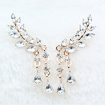 Women Tassel Wing Style Drop Earrings Fashion Cubic Jewelry, Golden color, Silver color