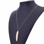Vintage Long Necklace Jewelry Simple Feather Pendant Necklaces, Gold, Silver
