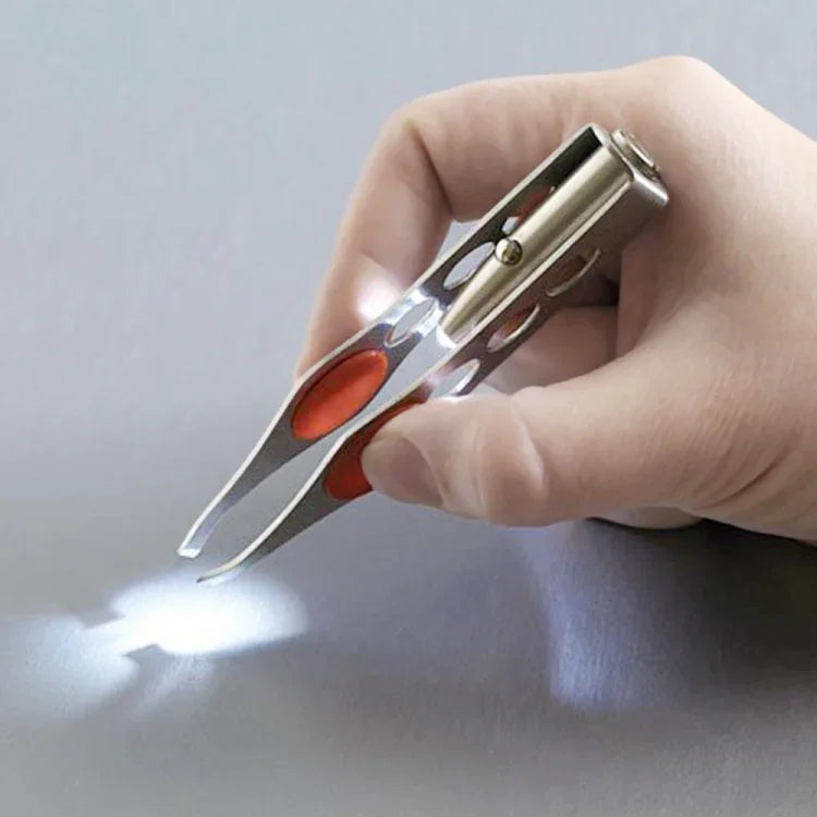 LED with Light Eyebrow Clip Eyebrow Tweezers Four-hole Eyebrow Pliers Beauty Eyebrow Clip Stainless Steel Beauty Tool