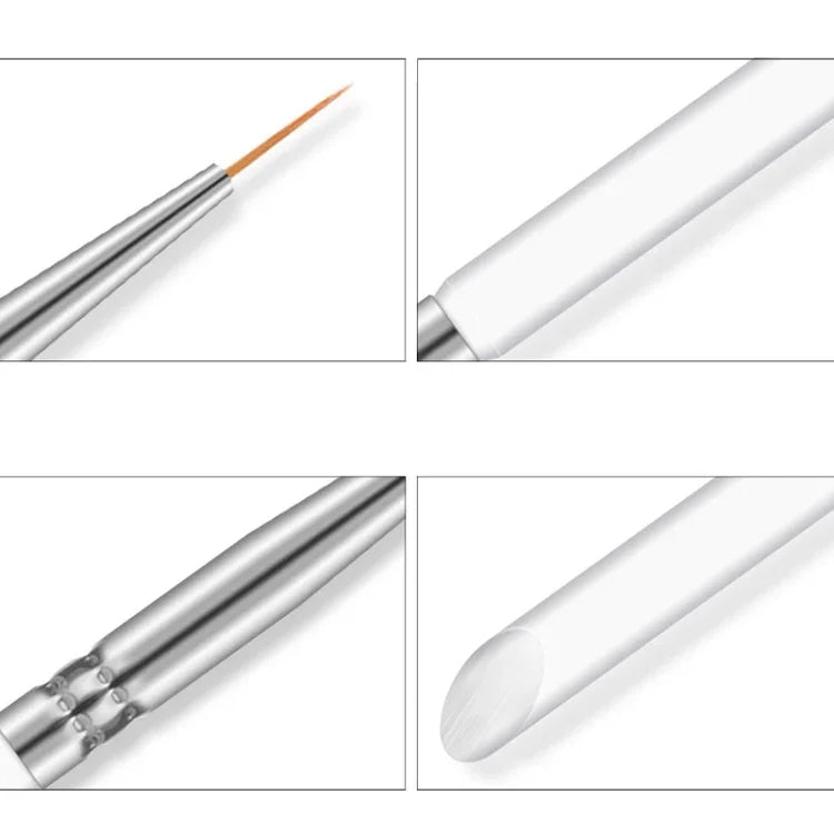 3 PCS Nail Art Brush Crystal Acrylic Thin Liner Drawing Pen Painting Stripes Flower Manicure Tools