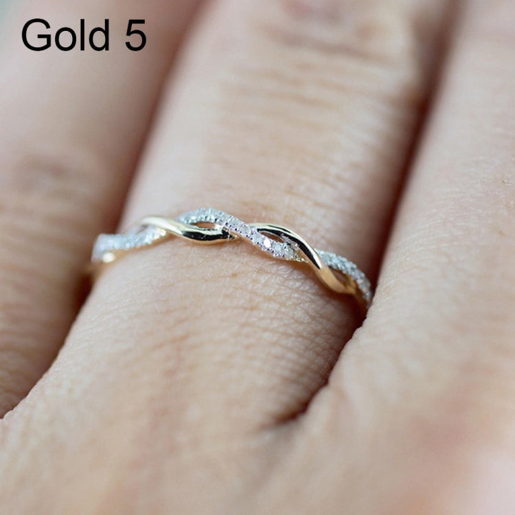 Woman Classical Cubic Zirconia Twist Shape Ring, sliver, gold, rose gold