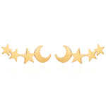 Simple Moon Star Stud Earrings for Women Birthday Gift Jewelry, Gold, Rose Gold, Silver