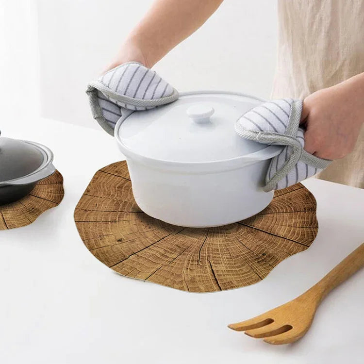 2 PCS Wood Placement Table Mats Tableware Pad Lotus Shape Tea Cup Bowl Decoration, Table Mats 1