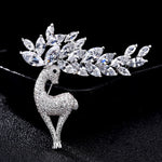 Women Fashion Crystal Zircon Cute Deer Brooch, Cute Deer