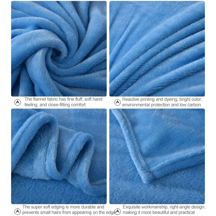 Solid Color Flannel Coral Fleece Blanket Super Soft Plaid Coverlet Sofa Cover Winter Warm Sheets Easy Wash Faux Fur Blankets, 70x100cm, 200X230cm