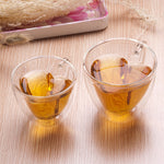 Heart Shaped Double Wall Glass Mug Resistant Transparent Tea Cups