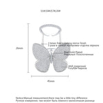 Fashion Adjustable Butterfly Shape Ring with Diamond Women Jewelry, 7, 8, 9