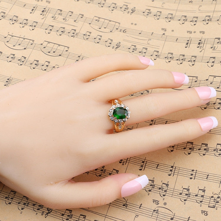 Fashion Vintage Oval Green Gem Diamond Ring, 10