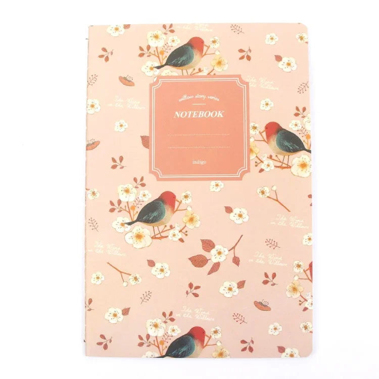 G12G108 Kawaii Cute Nature Flowers Birds Animal Notebook Painting Diary Book Journal Record Office School Supplies, Random Color Delivery, G12G108