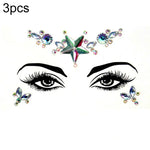3 PCS  Forehead Green Masquerade Makeup Acrylic Face Sticker, YT-46, YT-47, YT-48, YT-49, YT-50, YT-51, YT-52, YT-53-01, YT-53-02, YT-54, YT-55, YT-56, YT-57, YT-59, YT-60, YT-61, YT-65, YT-66, YT-67, YT-68, YT-69