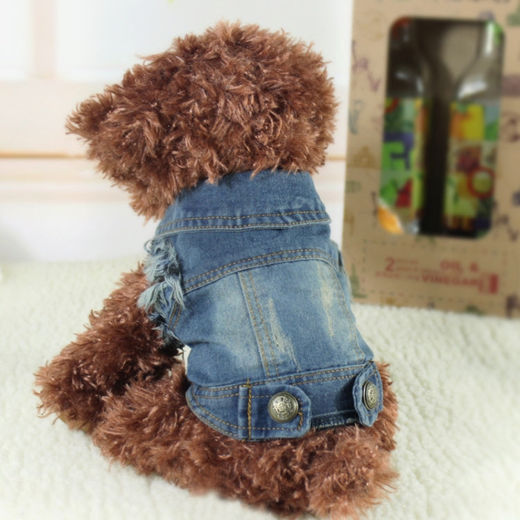 Retro Personality Denim Small Vest Pet Dog Clothes Pet Jacket, L, XL, XS, M