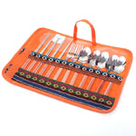 Outdoor Tableware 12 Piece Suit Camping Portable Stainless Steel Chopsticks Knife Fork Spoon Supplies Picnic Bag